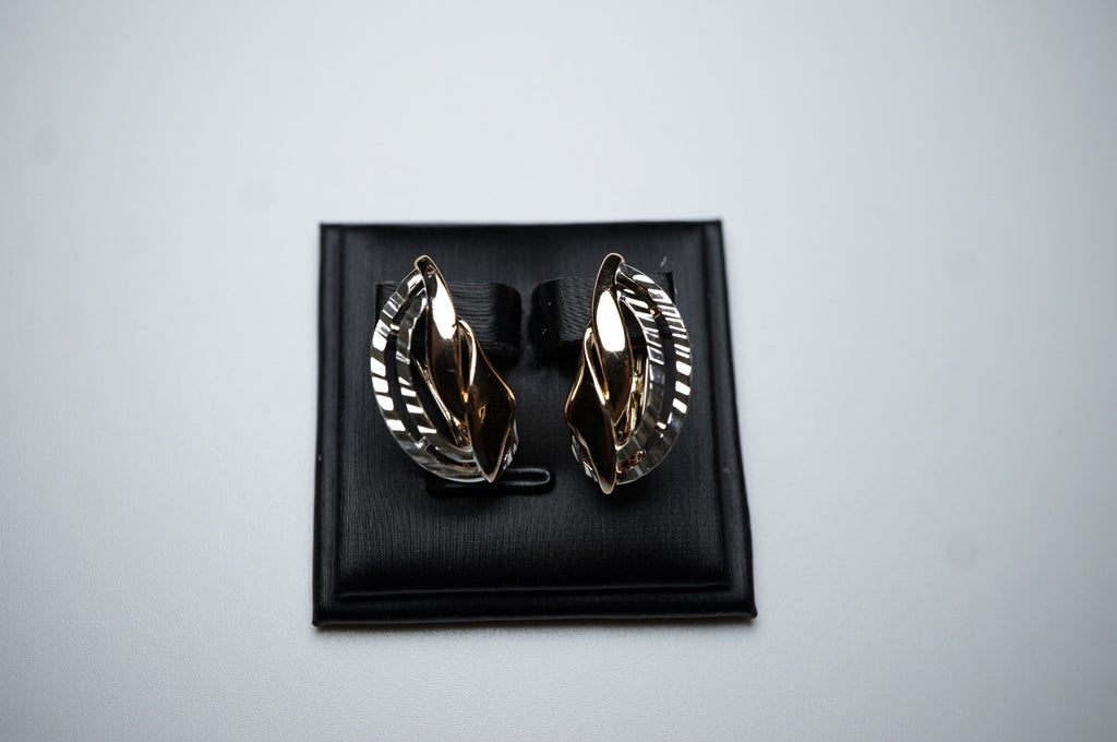 Damen Zweifarbige Ohrringein 585 Roségold ineinandergreifenden Bändern ,Schmuck12