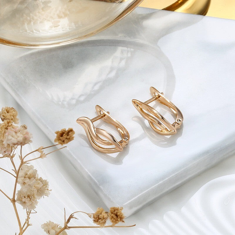 Luxus Ohrringe Creolen 585 Rolled Roségold überzogen Damen Geschenk6
