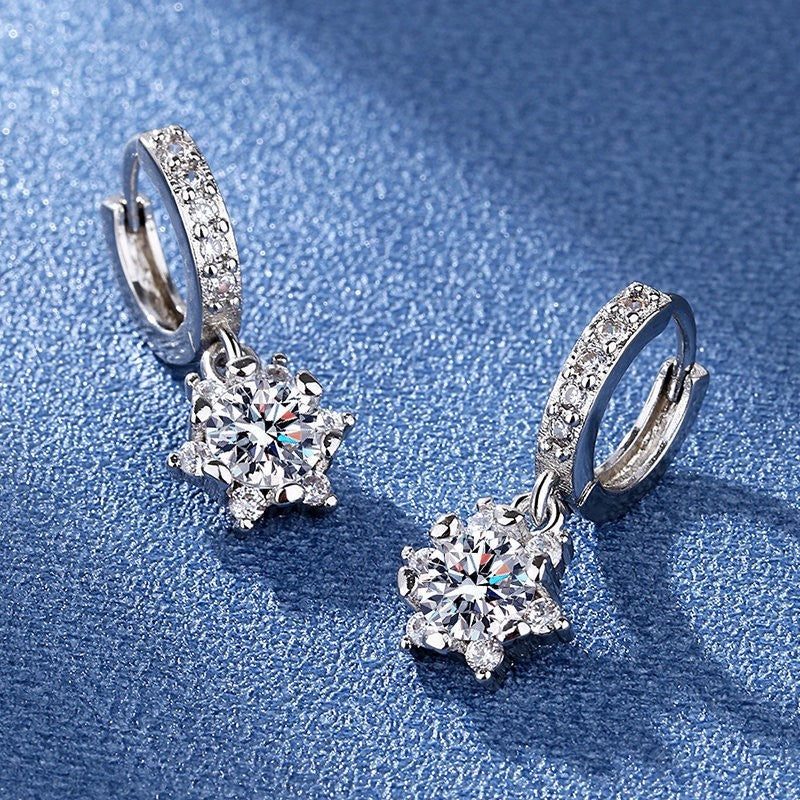 Luxus Ohrringe Creolen Damen AAA Zirkonia mit Weißgold Plated Hochzeit Schmuck6