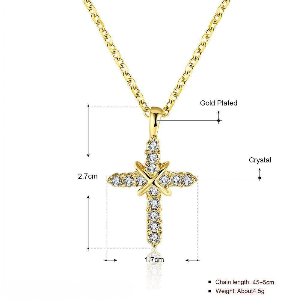 Damen Kette mit Kreuz Anhänger 18K vergoldet3