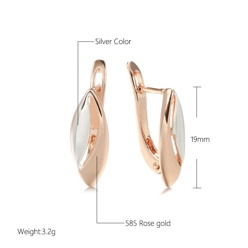 Luxus Damen Ohrringe 585RG  Rose Gold Zweifarbige Pfirsichherzohrringe5