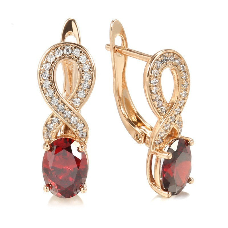 Luxus DamenOhrringe 585RGRose Gold mit Rote AAA Zirkon ohr schnalle Modescmuck3