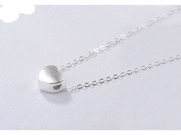 Damen Halskette Silber 925 mit Herz Anhänger gebürstetem Sterlingsilber (925)8