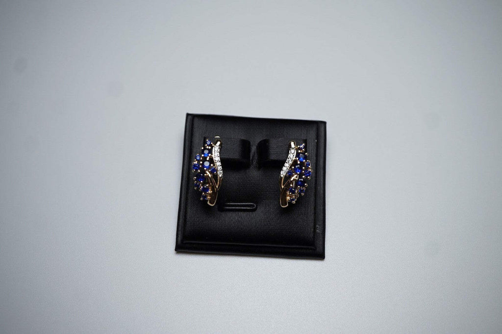 Damen Ohrringe blaue und weiße Blumen mit Zirkonia in Roségold (vergoldet)14