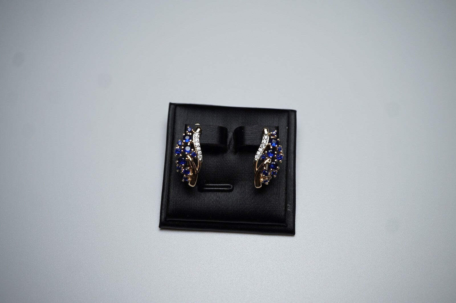 Damen Ohrringe blaue und weiße Blumen mit Zirkonia in Roségold (vergoldet)14