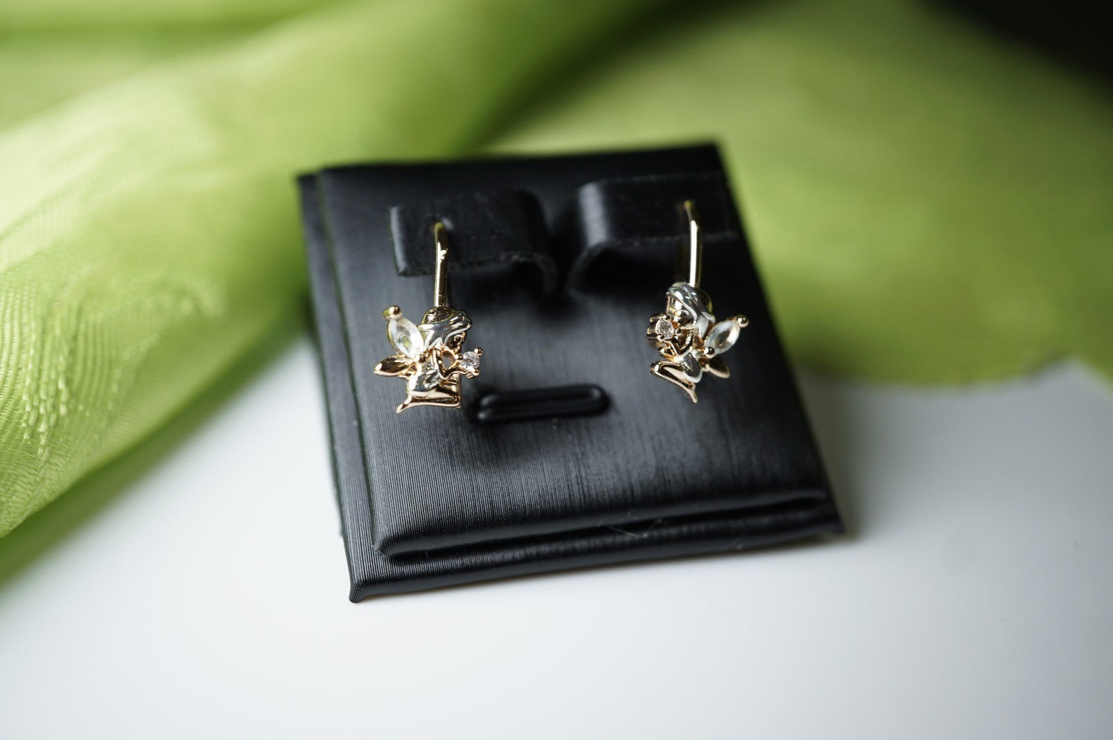 Baby-Engel-Ohrringe mit Drahthaken in zweifarbiger Vergoldung (vergoldet)13