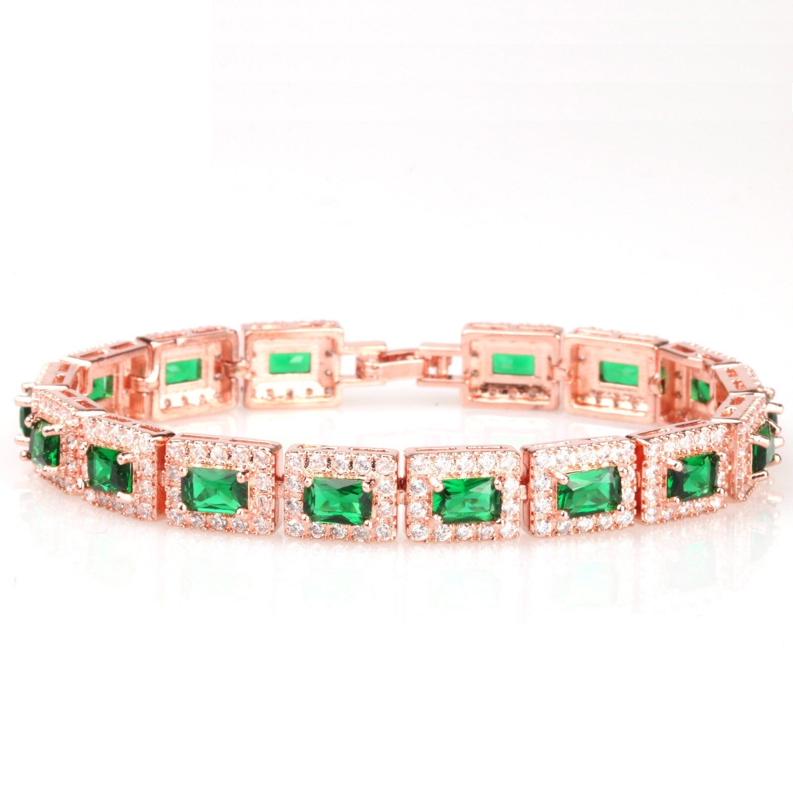 Luxus Damen Armband Rose Gold Grün Zirkon Armband modische Damen Armband voller5