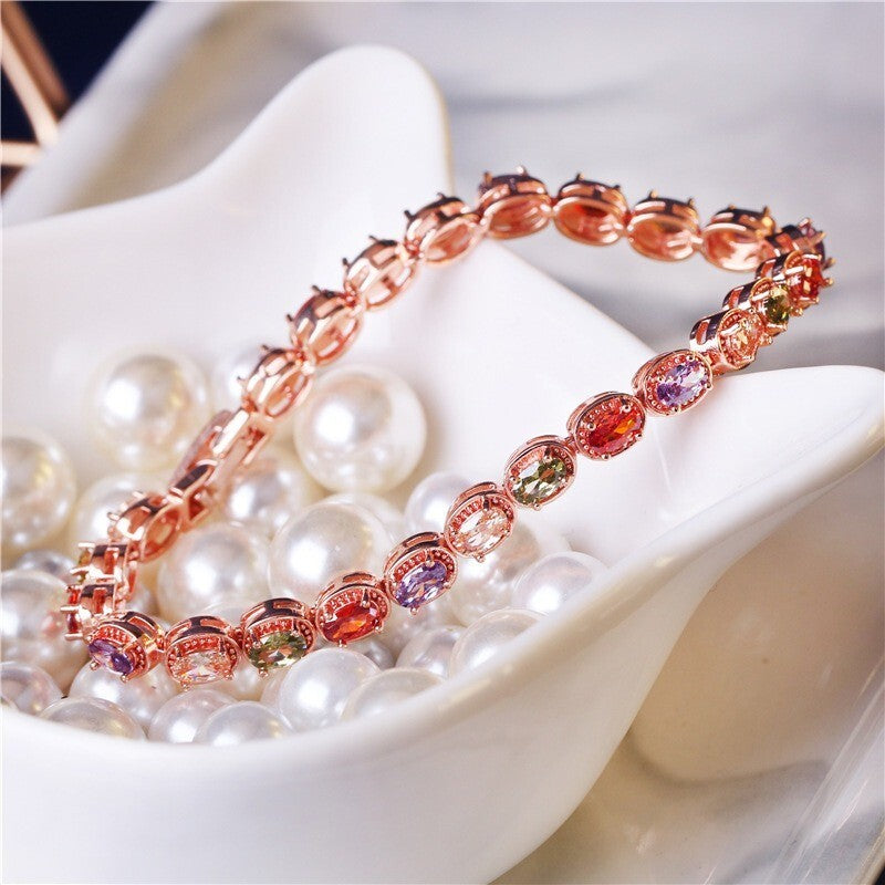 Luxus Damen Armband Rose Gold Trend Galvanisieren  echten Gold ,Farbige Zirkonia8