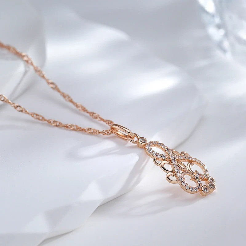 Luxus Damen Halskette Blume Anhänger 585er Roségold natürlicher Zirkon5