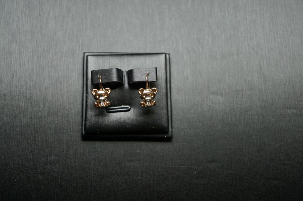 Draht Haken Ohrringe mit Bärenmotiv für Kinder, Zweifarbig Roségold-Plattiert15