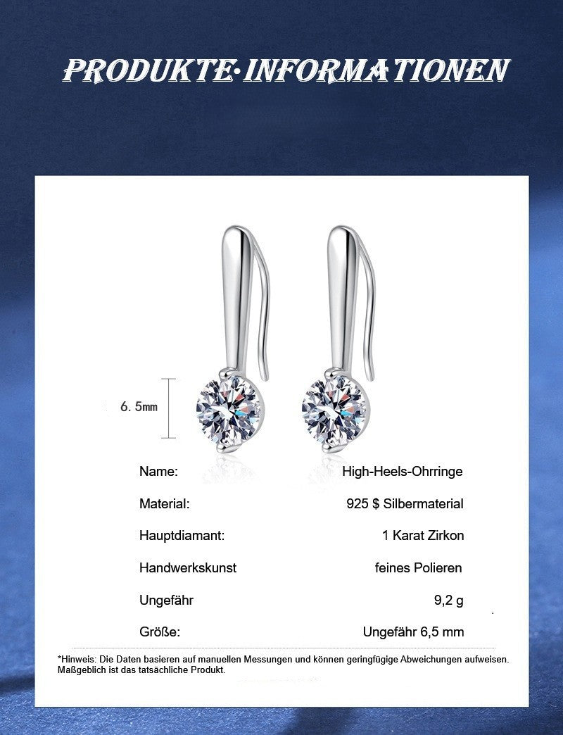 Ohrhaken 925 Sterlingsilber Ohrringe mit einem einzelnen 1 Karat ZirkonDiamant1