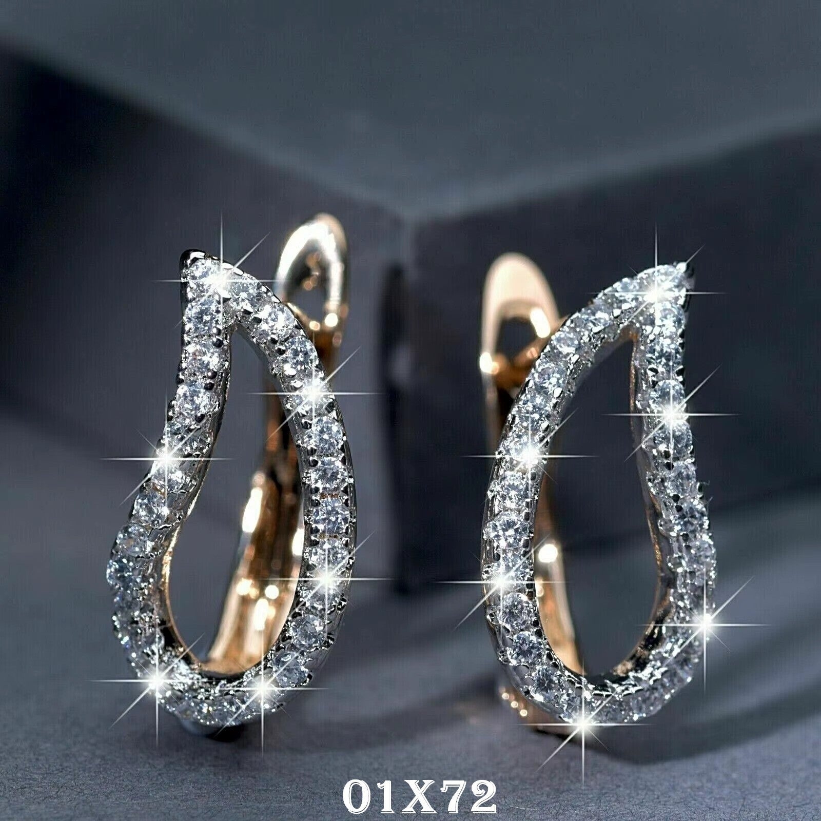 Luxus Ohrringe Creole ungewöhnliche blattförmige Hochzeitsschmuck Kristall Gold0