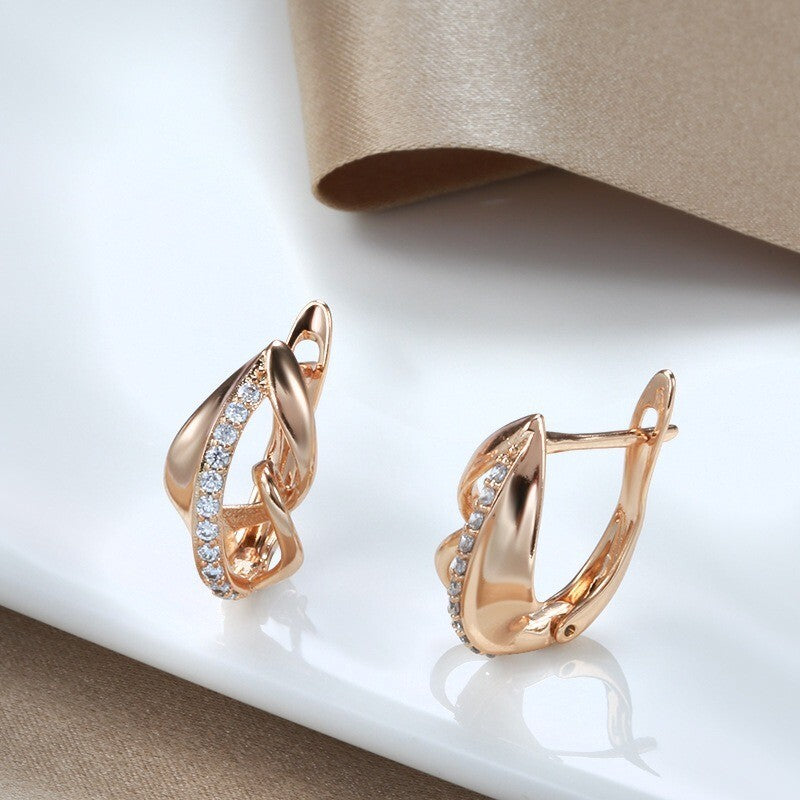 Luxus Ohrringe 585 Rolled Roségold überzogen MicroIntarsien Zirkon für Damen2