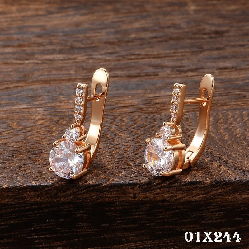 Luxus Damen Ohrringe 585RG Rosé Gold Zirkon ohrringe ohrringe weibliche mode tem0