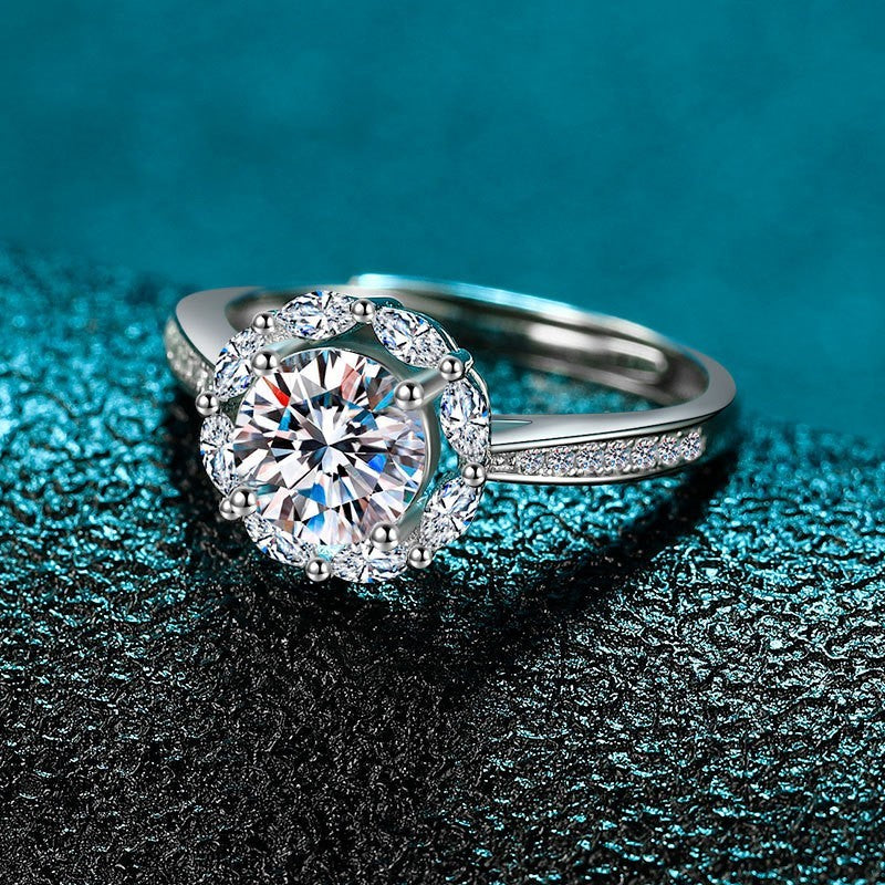 925S Silber Damen Ring vergoldet mit 950er Gold und Zirkon, vierzackiger runder4