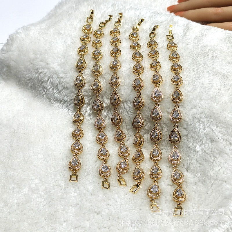 Damen Armband Zirkon mit tropfenförmigem Verschluss, elegant und luxuriös, mit r6