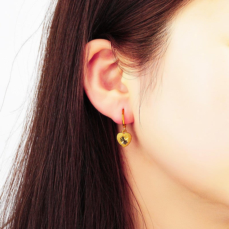Damen Ohrringe Creole Herzform 24K Gold vergoldet, modische Ohrringe aus Sandgol2