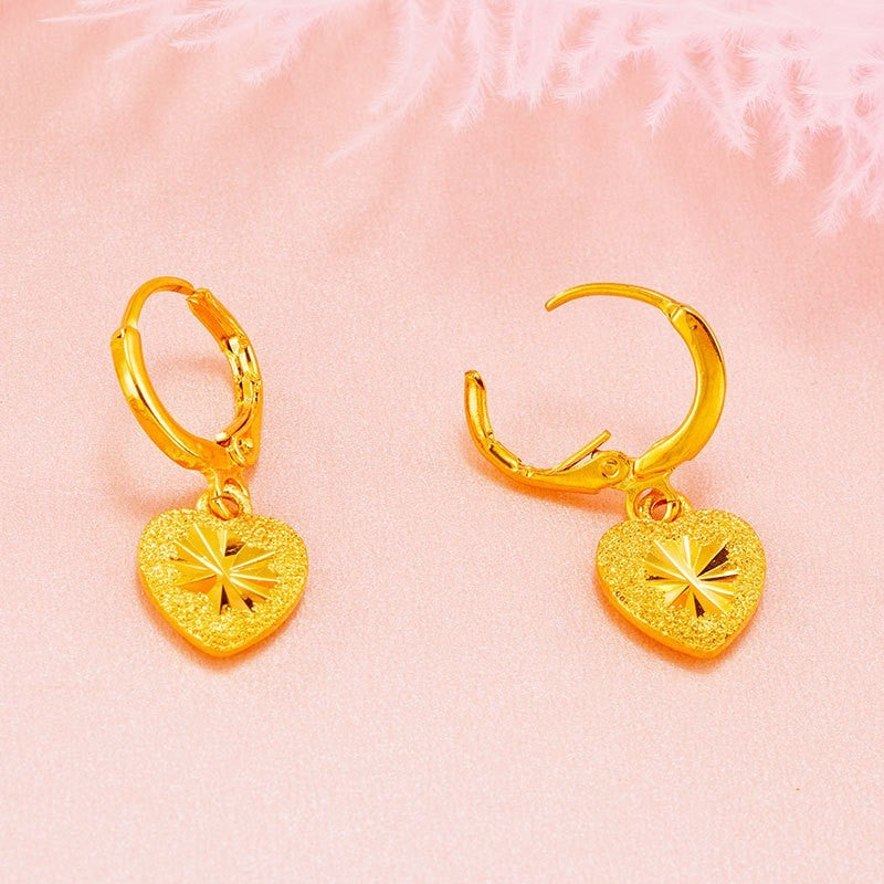 Damen Ohrringe Creole Herzform 24K Gold vergoldet, modische Ohrringe aus Sandgol6