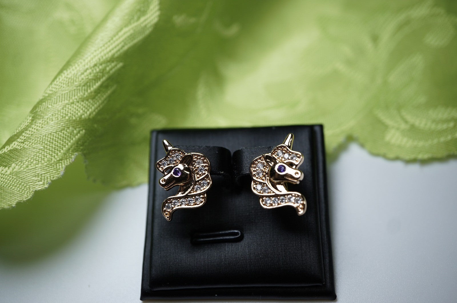 Ohrringe Einhorn Pferde Rose Gold vergoldet Zirkon Mädchen Kinder Damen Ohrhänge6