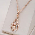 Damen Halskette Blume Anhänger 585er Roségold vergoldet mit Zirkonia0