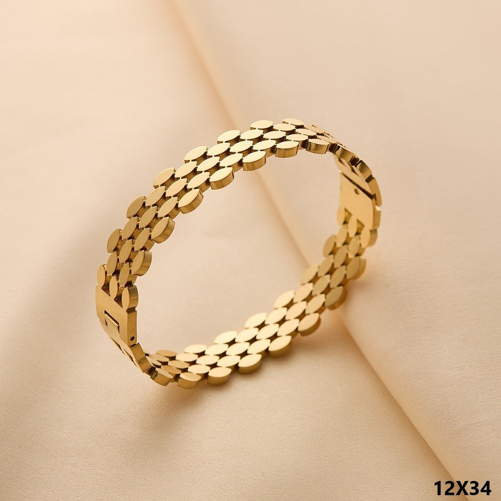 Damen Männer  Armband Titan stahl  mit  Wabenimitation plattiert  18 Karat Gold2