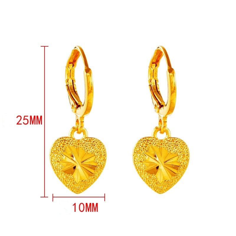 Damen Ohrringe Creole Herzform 24K Gold vergoldet, modische Ohrringe aus Sandgol1