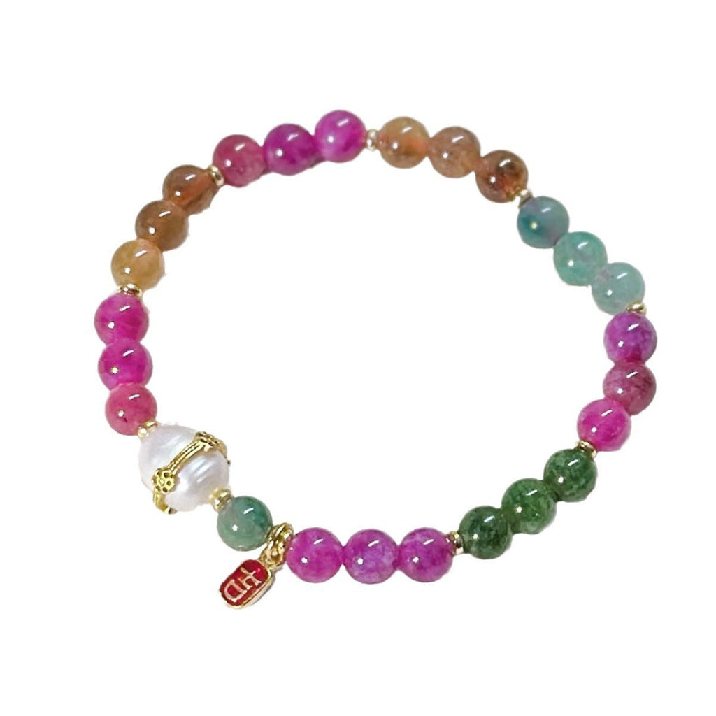 Damen Armband Natürliche Süßwasser Perle Turmalin Armband nette katze natürlich4