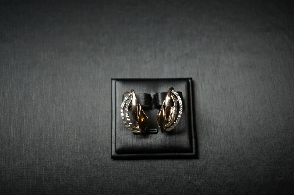 Damen Zweifarbige Ohrringein 585 Roségold ineinandergreifenden Bändern ,Schmuck3