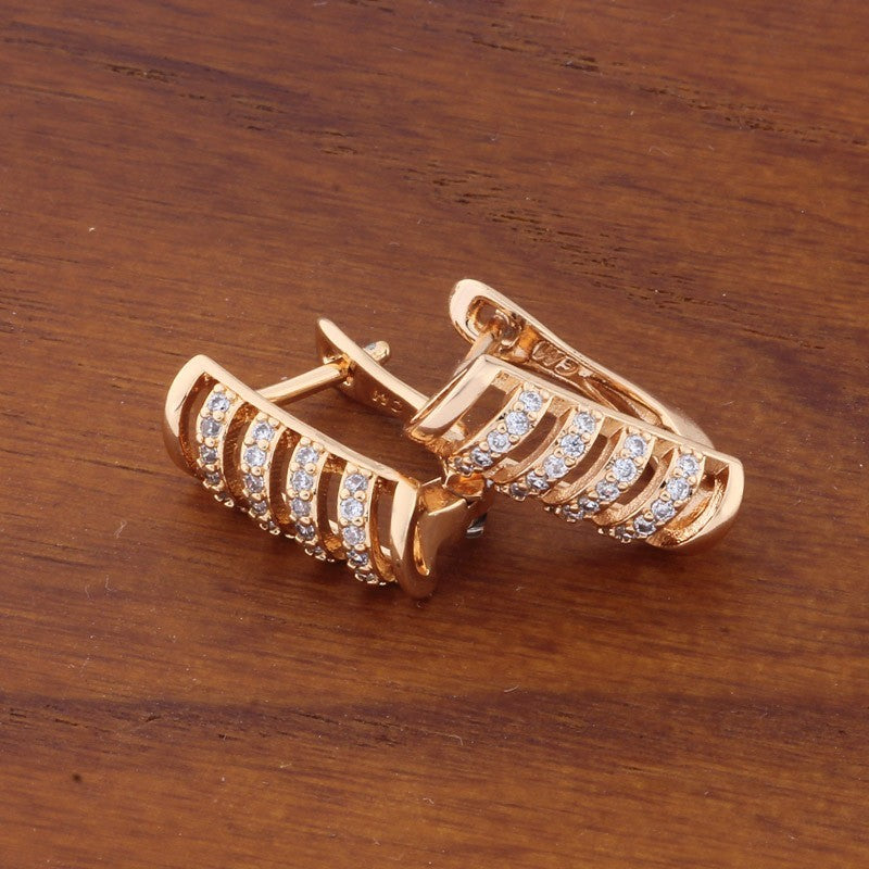 Luxus Damen Ohrringe 585RG Roségold vergoldet Weiß CZ für Damen Geschenk1