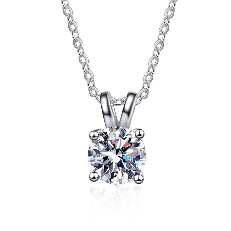 Damen Halskette 925S Silber Vförmiger 1KaratZirkonHasenanhänger, Hochzeitss3