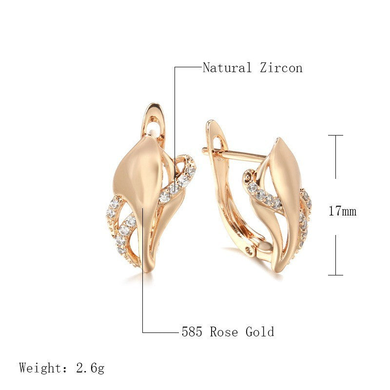 Luxus Ohrringe 585 Rolled Roségold überzogen mit CZ für Damen Geschenk8