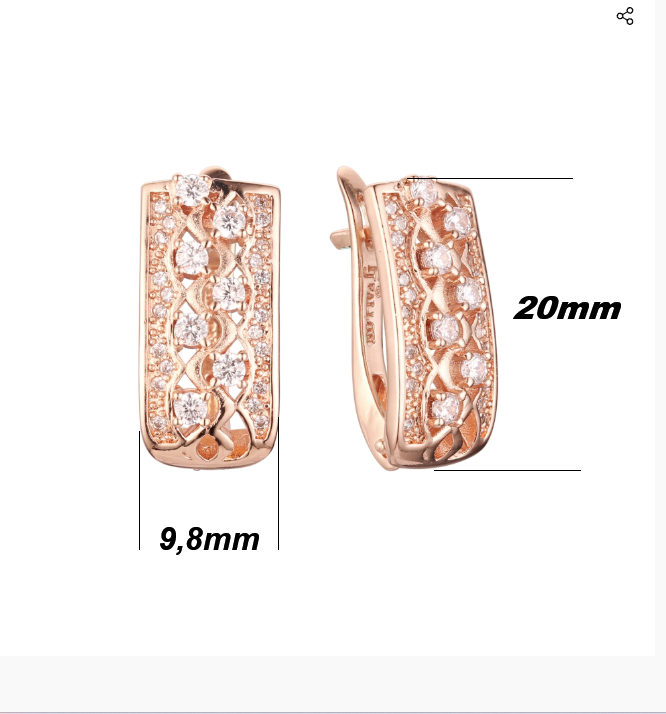Damen Ohrringe 585 Rosegold mikro-eingelegtem Zirkon in luxuriösem Gold (vergold2