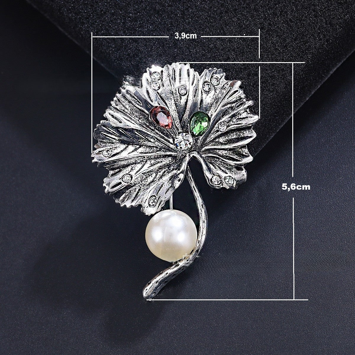 Kreative Damen LotusblattBrosche, exquisite LuxusLegierung, Perlenpflanze2
