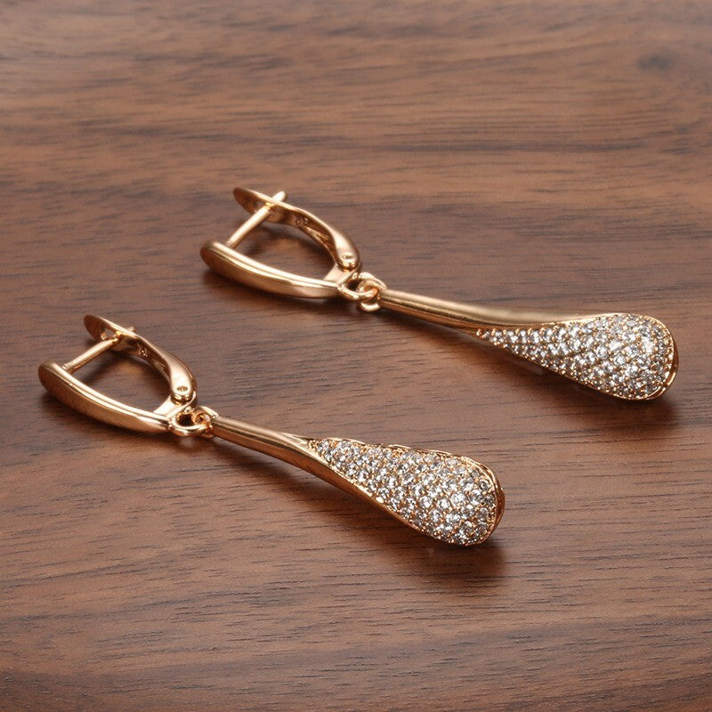 Luxus Damen Ohrringe 585 Roségold vergoldet Kristall Design Geschenk6