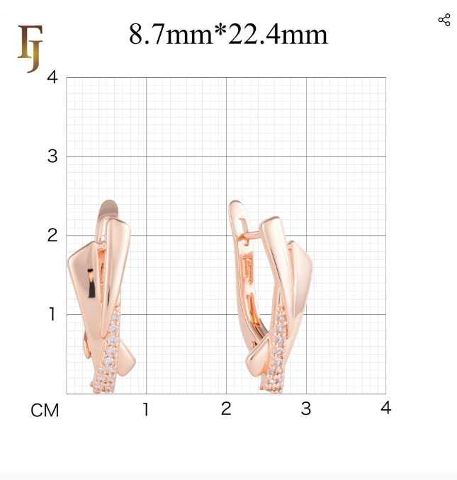 Moderne Ohrringe 585 Rosegold mit weißen Zirkonia-Akzenten Englischer Verschluss2