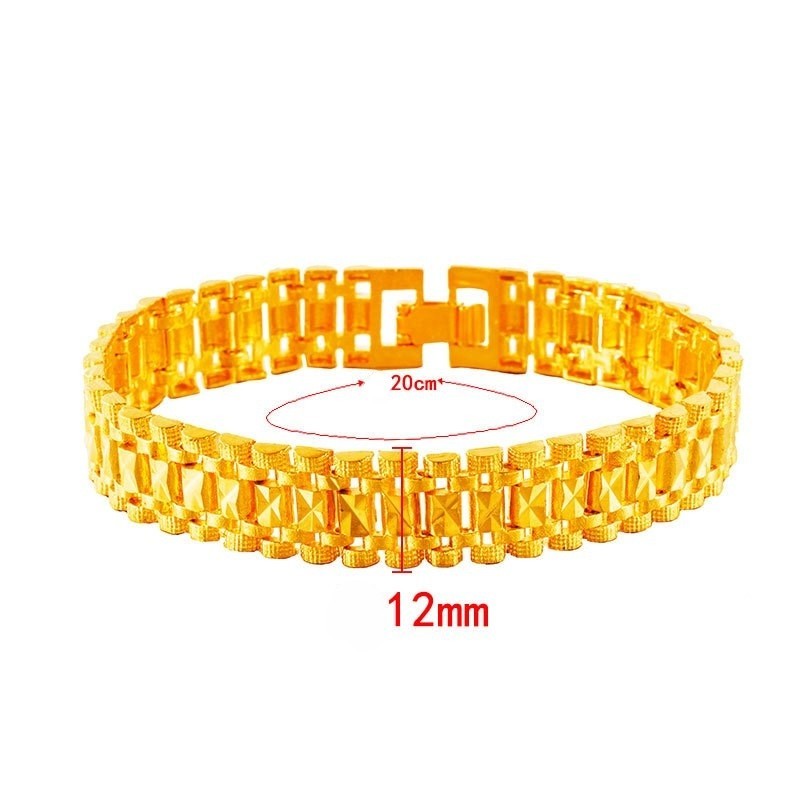 Herren Armband Armbanduhrkette Sandgoldschmuck in Tankform aus 24K Goldimitat,3