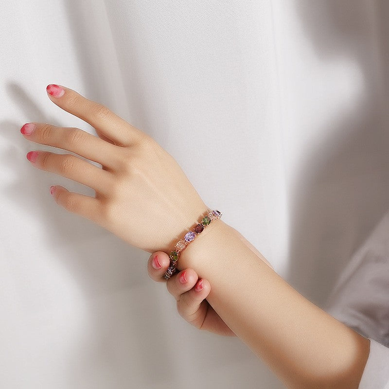 Luxus Damen Armband Rose Gold Trend Galvanisieren von echten Gold ,Farbige Zirk2