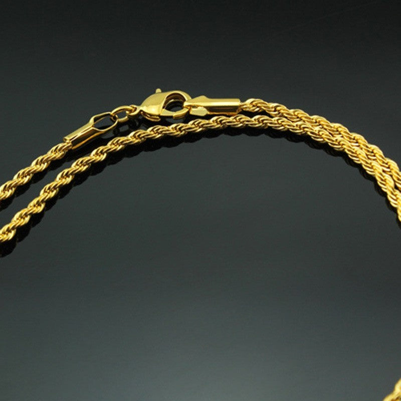 Halskette Kordelkette 18 Karat Gold vergoldetem Messing mit gedrehter Kette, ein0