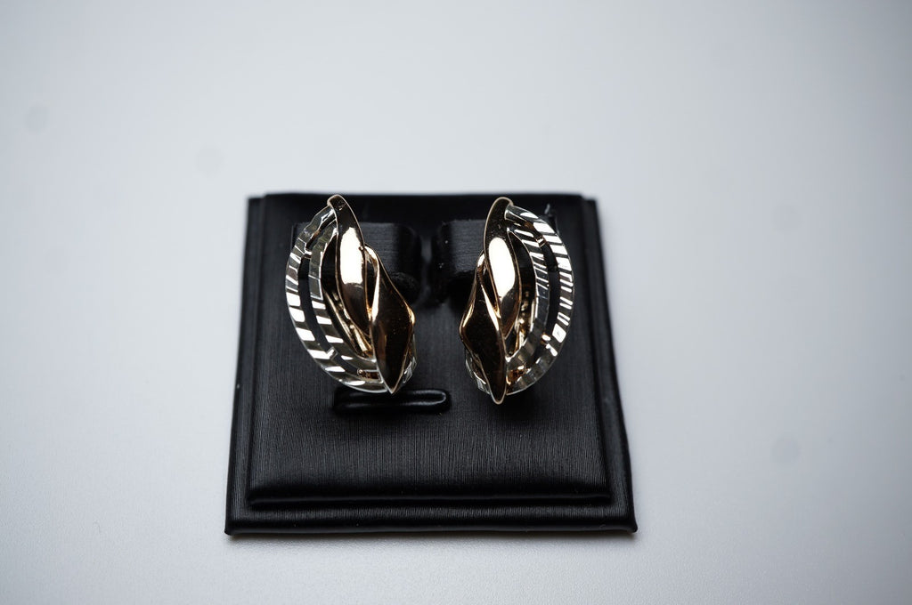 Damen Zweifarbige Ohrringein 585 Roségold ineinandergreifenden Bändern ,Schmuck1