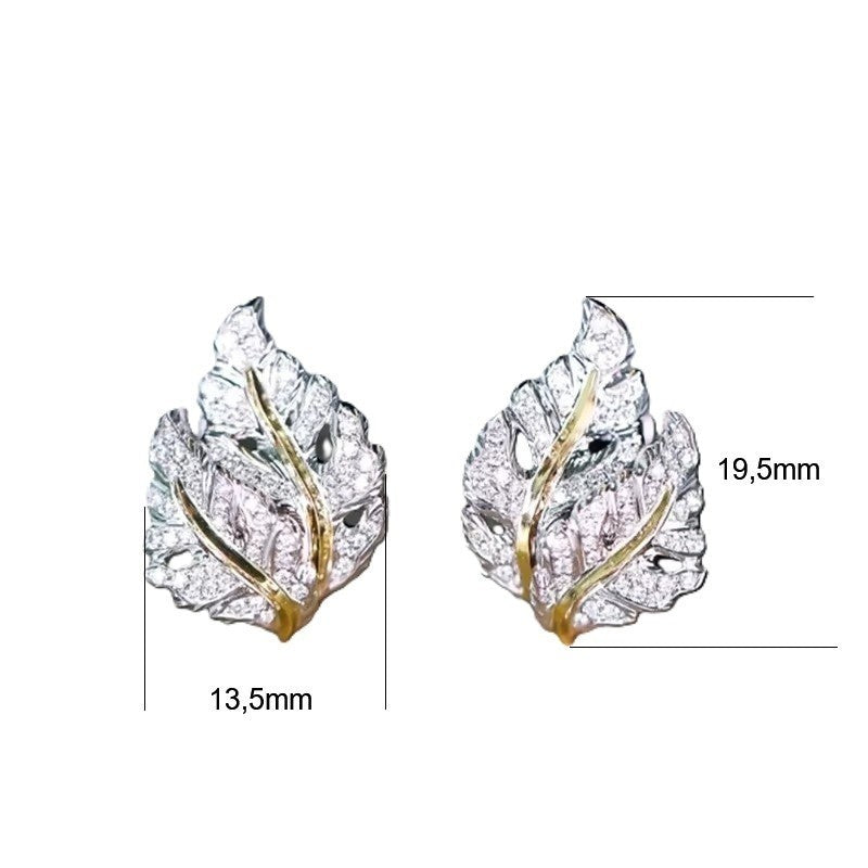 Luxus Ohrringe Creole Blatt Design Voll Gepflastert Gold 18K vergoldet Hochzeit2