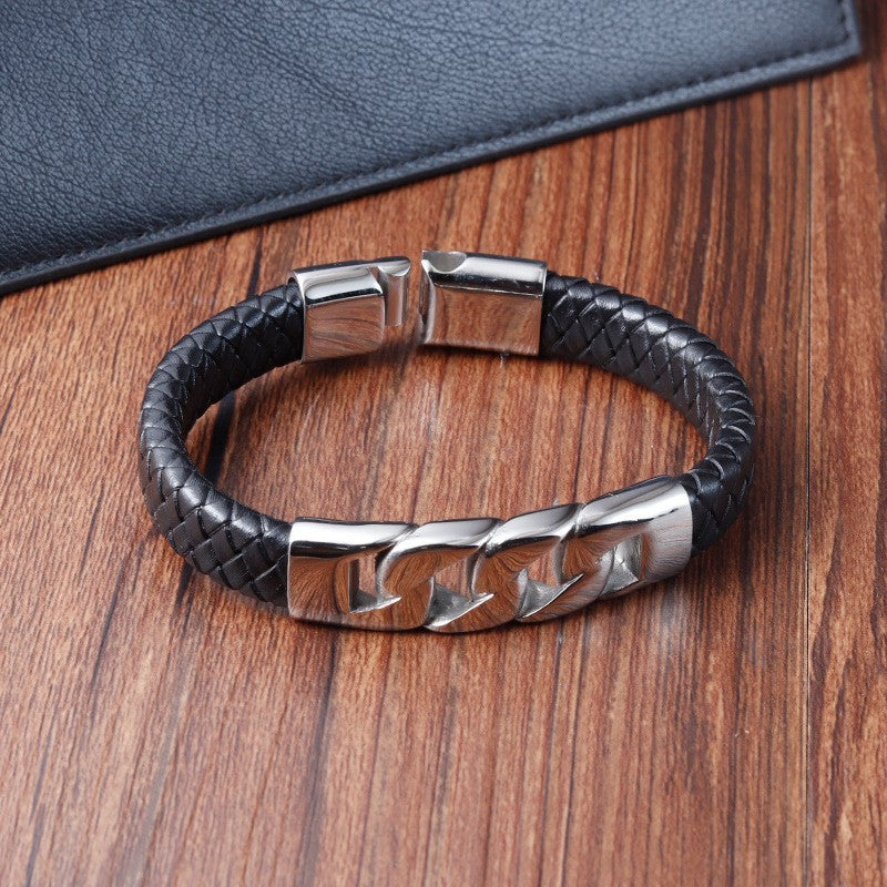 Exklusives Herren-Armband aus Titanstahl & echtem Leder – Hip-Hop & Urban Style4