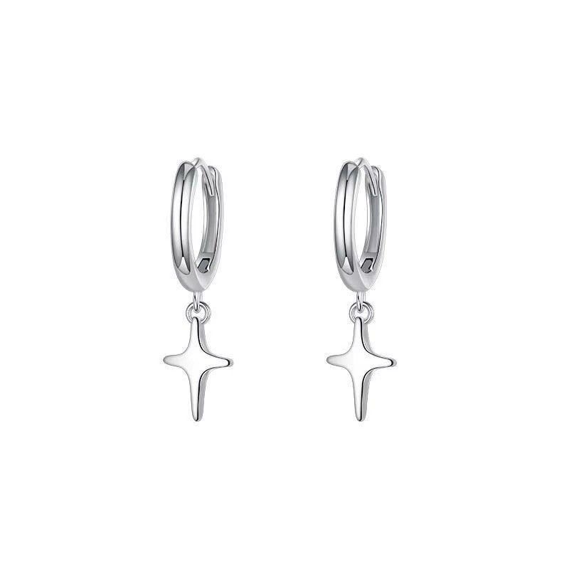 Ohrringe Creole 925 Sterling Silber Sternförmige Ohrringe Hüpfen personalisierte5