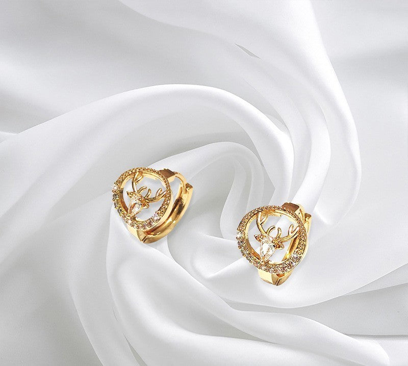 Damen Ohrringe Creole Gold mit Zirkonia in Kupferfassung, luxuriös  raffiniert0