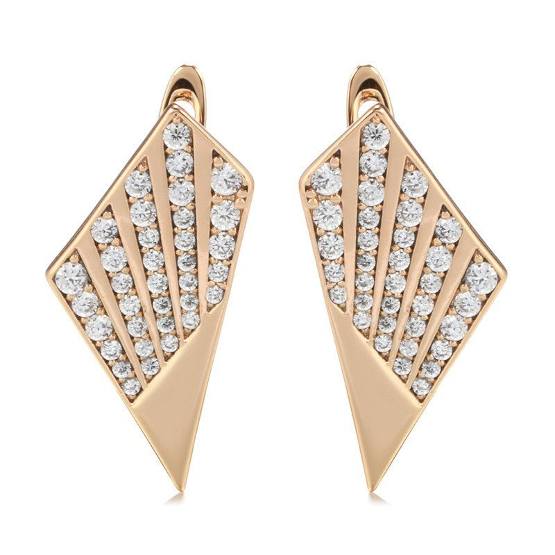 Damen Geometrische Ohrringe, 585RG Rosé Gold, elegante Ohrringe mit Diamantenbes2