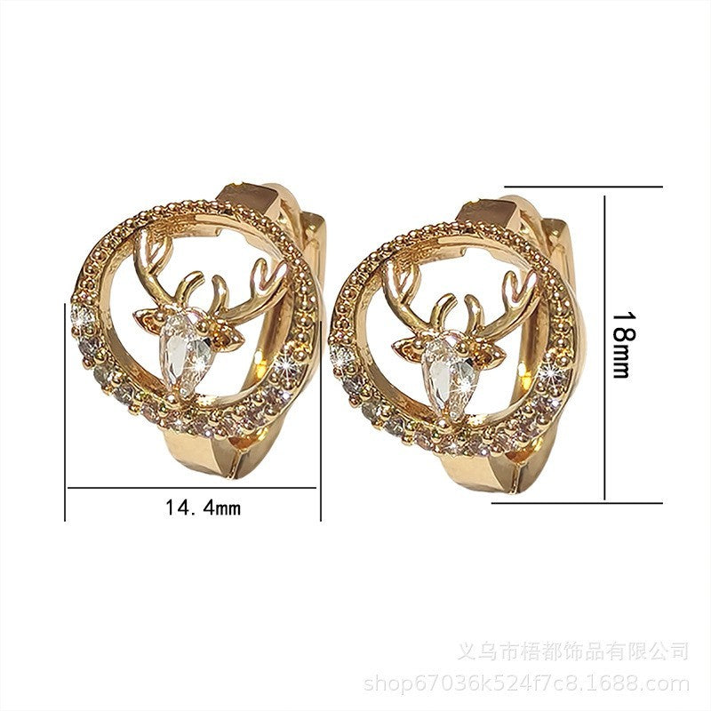 Damen Ohrringe Creole Gold mit Zirkonia in Kupferfassung, luxuriös  raffiniert3