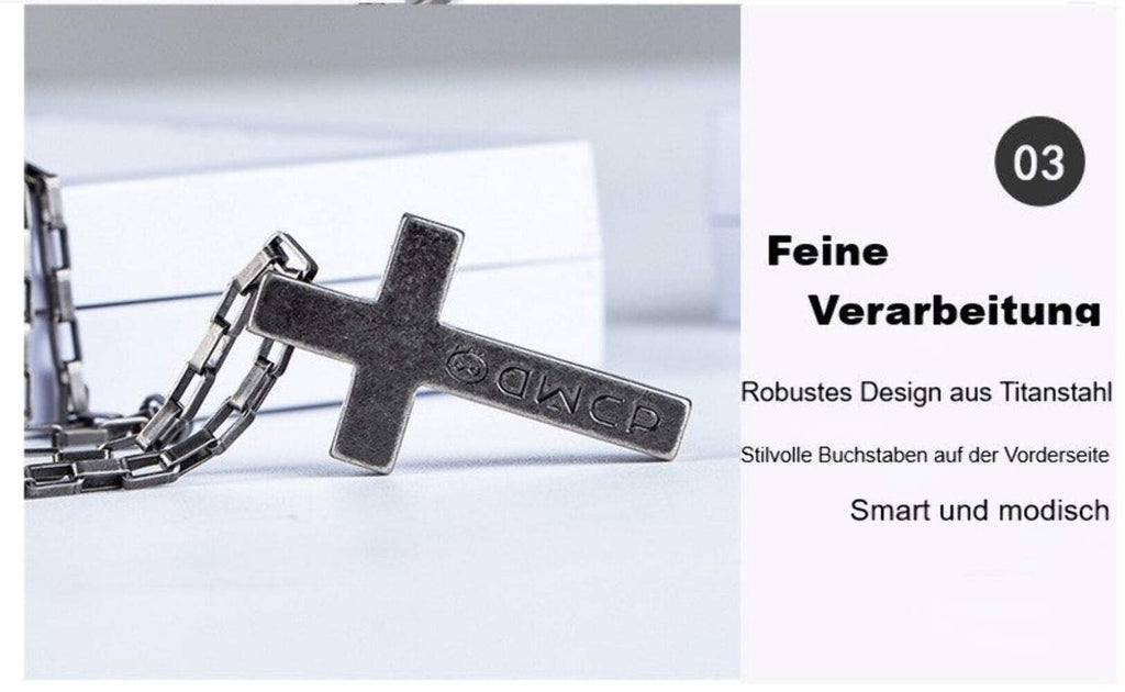 Titanstahl Kreuz Halskette in Retro - Silber Farbe5