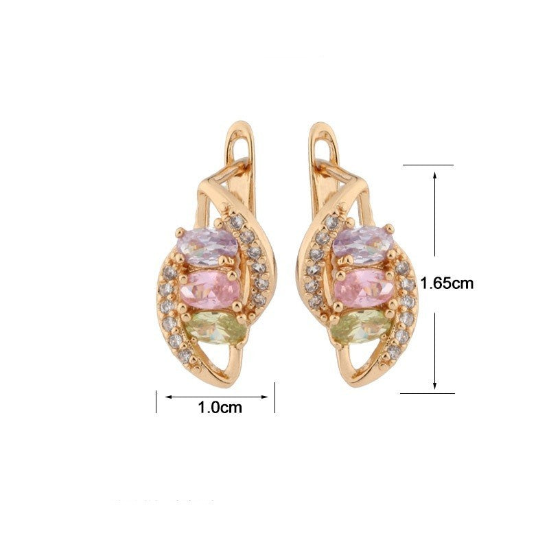 Damen Ohrringe Gold AAA Zirkon, vergoldetOhrstecker mit hohler geometrischer F3