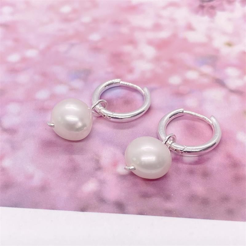 925S Silber Perle Ohrringe unregelmäßige Perle ohrringe kreuzgrenze heißer verk4