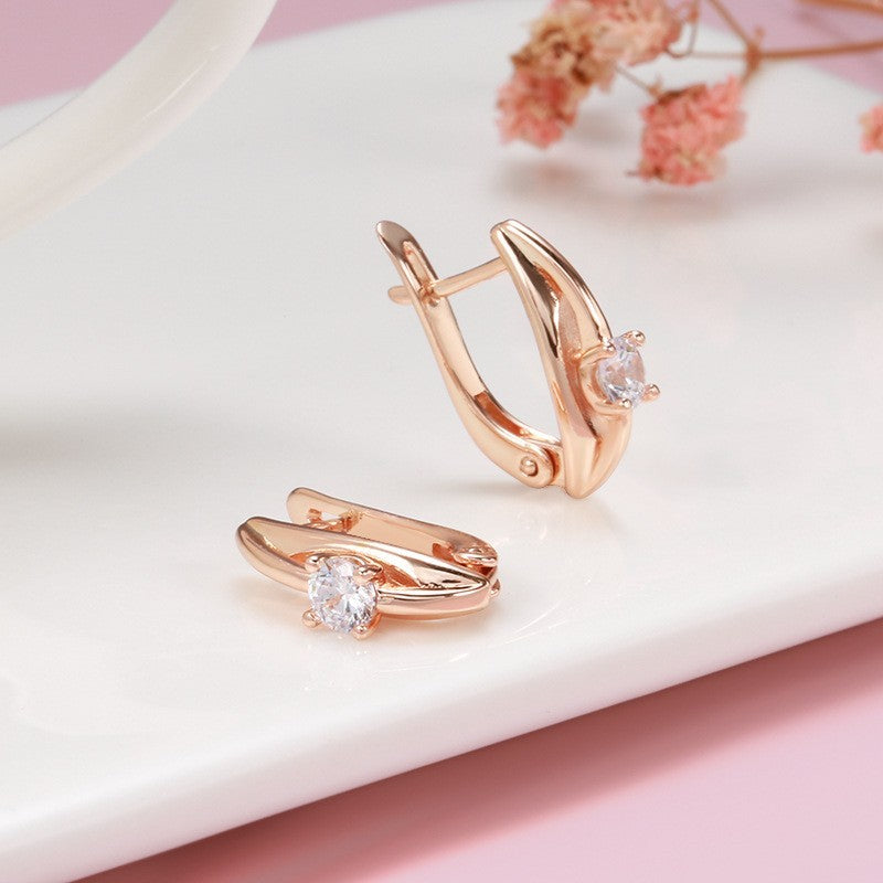 Luxus Ohrringe Creolen Zirkonia Kristall Rot 585 Rolled Roségold überzogen Damen1