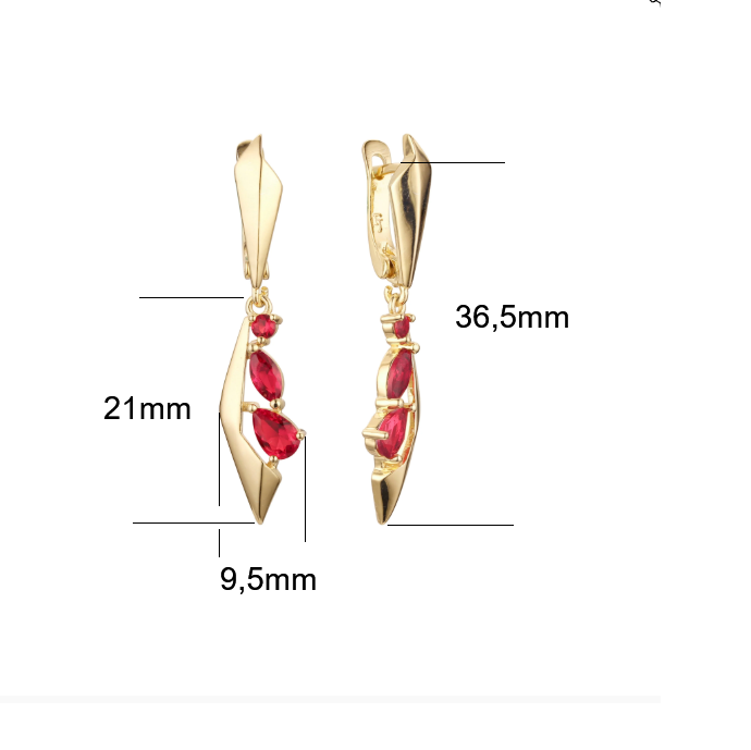 Elegante Ohrringe, 14-Gold-vergoldet roten Zirkon verziert für Damen3
